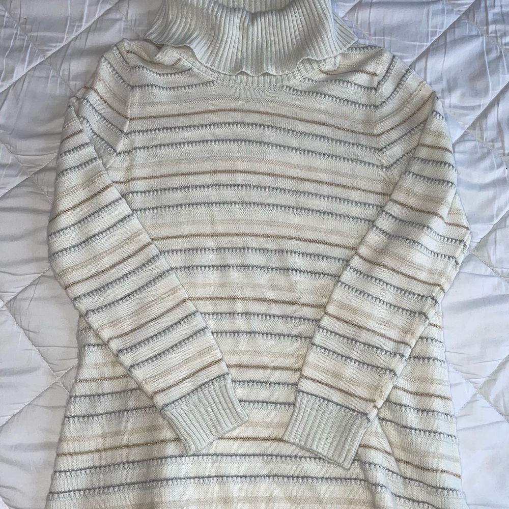 Cream Gold and Silver Cowl Neck Sweater! Worn once!